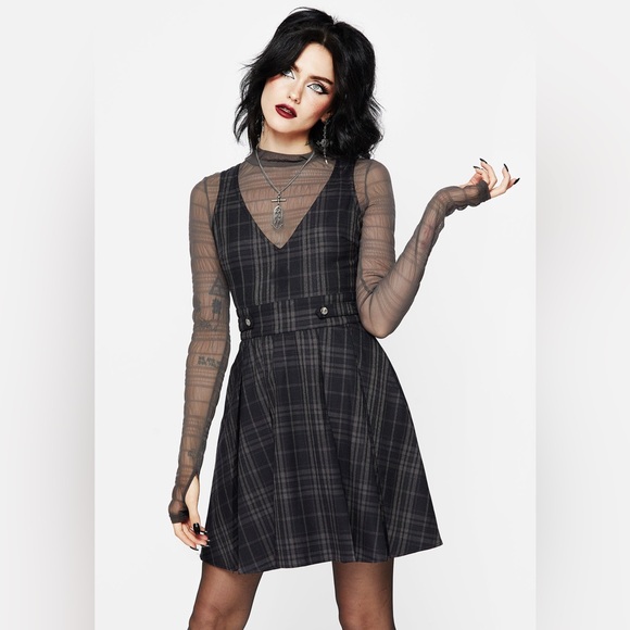 Disturbia Dresses & Skirts - Disturbia Reckless Check Mini Pinafore Dress US 16 / UK 20